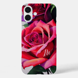 Coque Pour iPhone 16 Plus Superbes roses et texte personnalisé