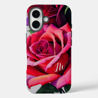 Coque Pour iPhone 16 Superbes roses et texte personnalisé