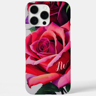 Coque iPhone 16 Pro Max Superbes roses et texte personnalisé