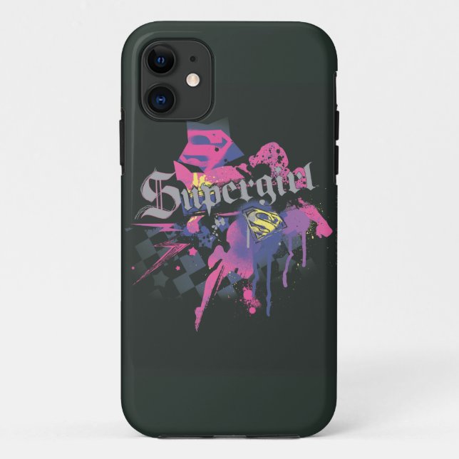 Coques Case-Mate iPhone Supergirl Checkered Splatter (Dos)