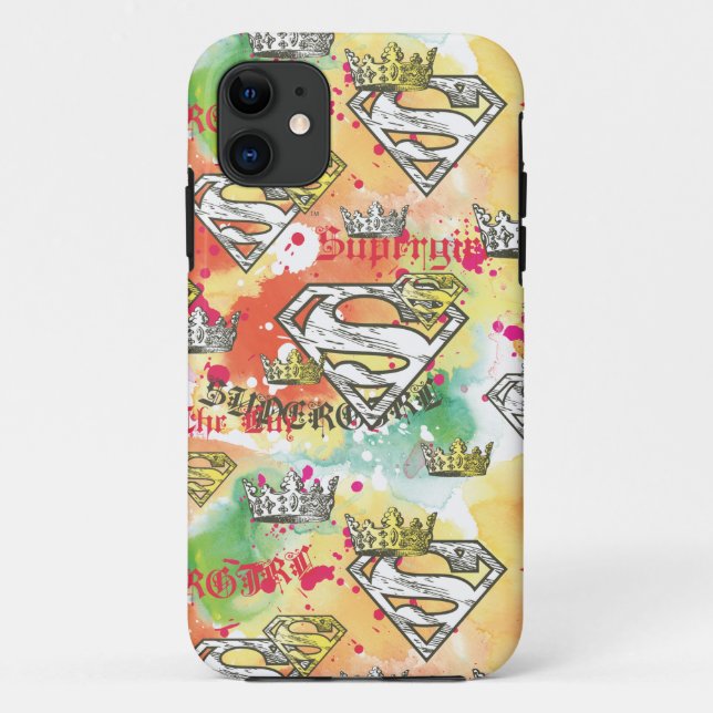 Coques Case-Mate iPhone Supergirl Crown Pattern (Dos)