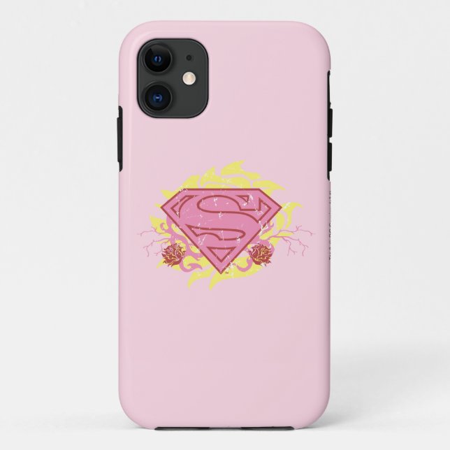Coques Case-Mate iPhone Supergirl Fleurs roses (Dos)