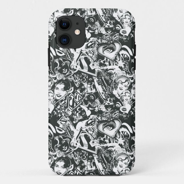 Coques Case-Mate iPhone Supergirl noir et blanc collage (Dos)