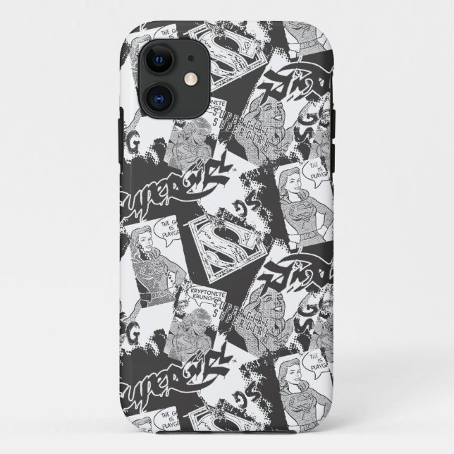 Coques Case-Mate iPhone Supergirl noir et blanc collage 2 (Dos)
