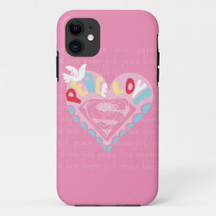 Coque Case-Mate iPhone Supergirl Paix et amour rose