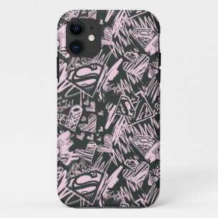 Coques Pour iPhone Supergirl Pink and Black Scribbles