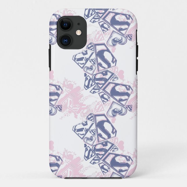 Coques Case-Mate iPhone Supergirl Pink and Purple Pattern 2 (Dos)