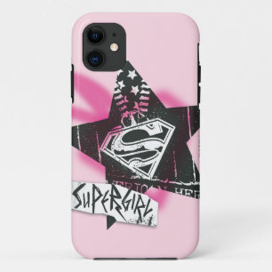 Coque iPhone 11 Supergirl Pink Spray Star Peinture