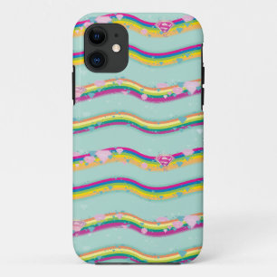 Coque iPhone 11 Supergirl Rainbow Waves