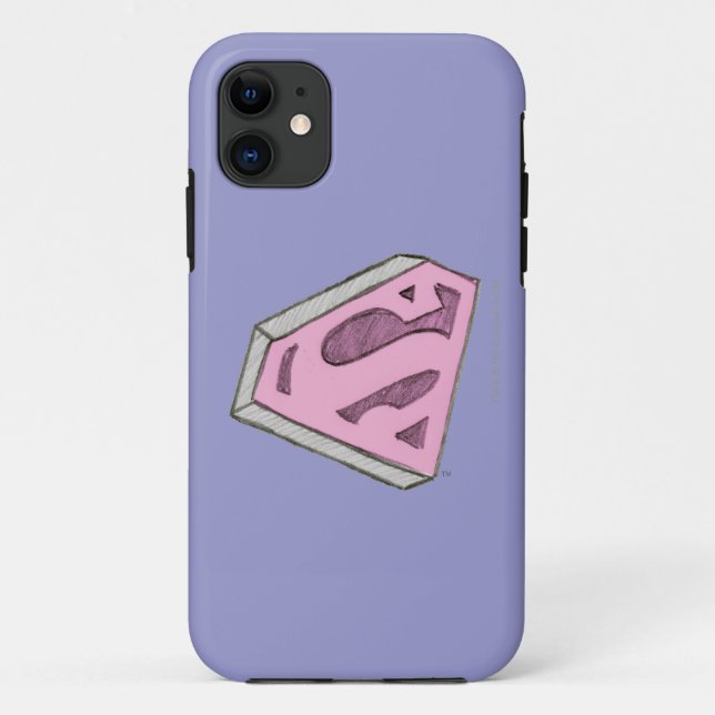 Coques Case-Mate iPhone Supergirl Sketched Pink Logo (Dos)