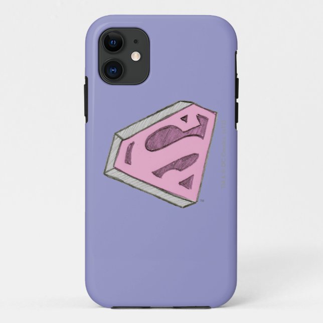 Coques Case-Mate iPhone Supergirl Sketched Pink Logo (Dos)