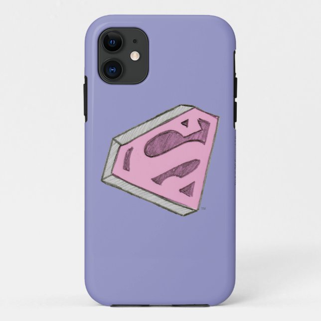 Coques Case-Mate iPhone Supergirl Sketched Pink Logo (Dos)