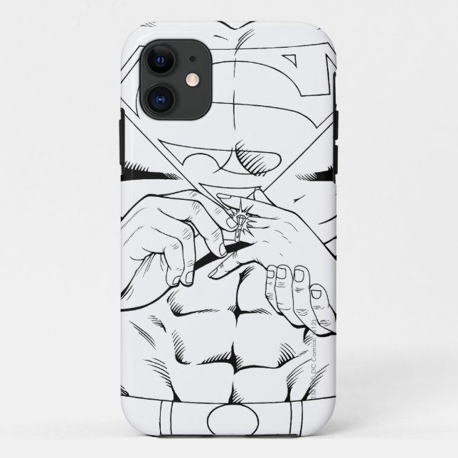 Coques Case-Mate iPhone Superman noir et blanc 3 (Dos)