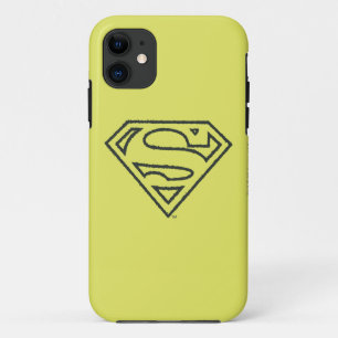 Coque iPhone 11 Superman S-Shield   Logo Grunge Black Outline