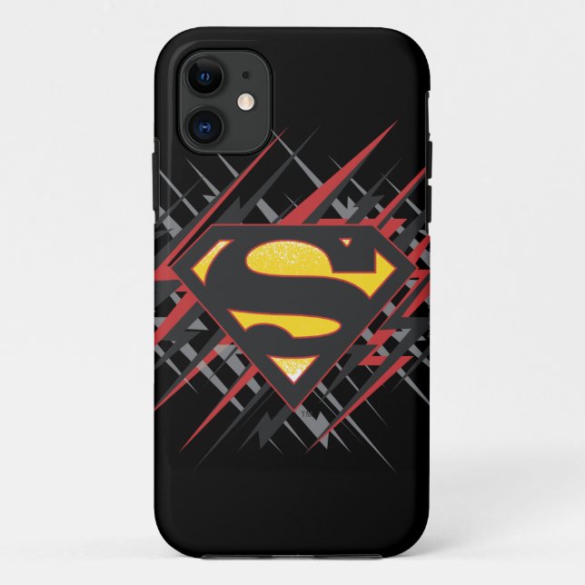 Coques Case-Mate iPhone Superman Stylisé | Logo des frappes noires et roug (Dos)