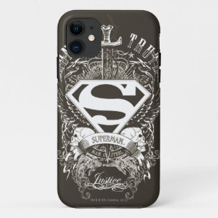 Coque iPhone 11 Superman Stylisé Logo d'honneur, de vérité et