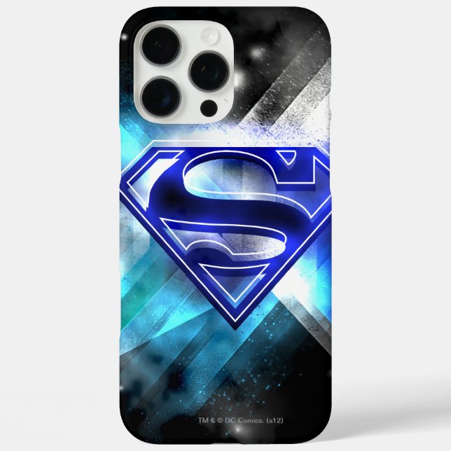 Coques Case-Mate iPhone Superman Stylisé | Logo en cristal bleu blanc (Verso)