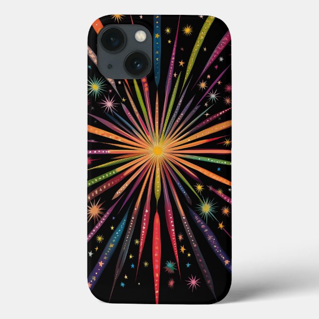 Coques Case-Mate iPhone Supernova - Rainbow Stars Galaxy Black Retro Boho (Verso)