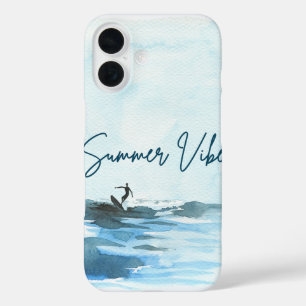 Coque Pour iPhone 16 Surf aquarelle Vibe été