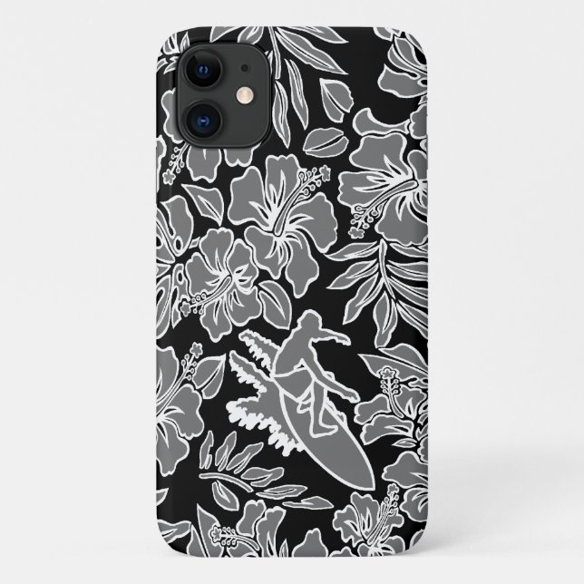 Coques Case-Mate iPhone Surf Pareau Hawaiian Hibiscus Surf Grey (Dos)