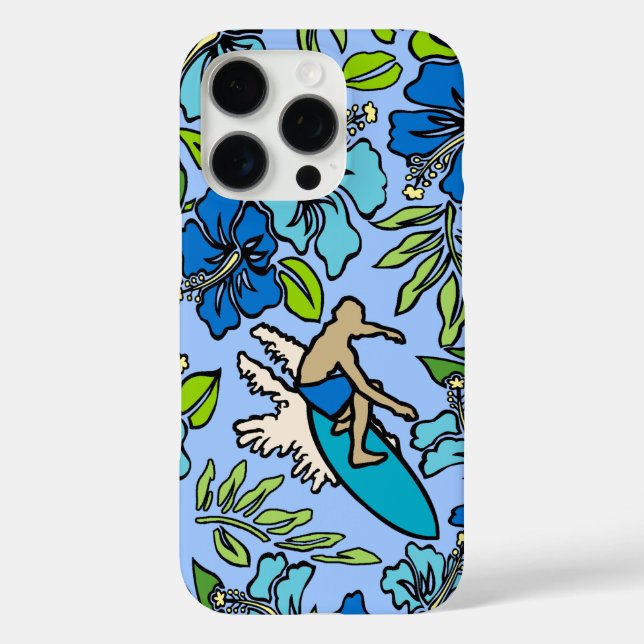Coques Case-Mate iPhone Surf Pareau Hawaiian Hibiscus Surf Multi Blues (Verso)