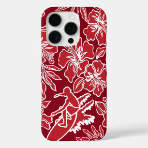 Coque iPhone 16 Pro Surf Pareau Hawaiian Hibiscus Surf Rouge