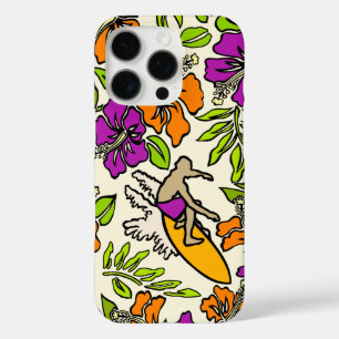 Coque iPhone 16 Pro Surf Pareau Hawaiian Hibiscus Surfing Violet