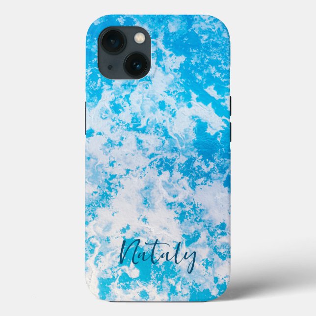 Coques Case-Mate iPhone Surface de glace bleue et blanche personnalisée (Verso)