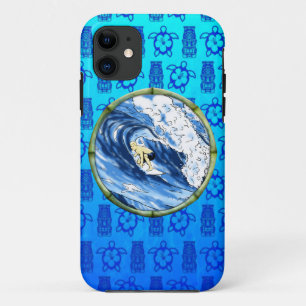 Coque iPhone 11 Surfer en cercle en bambou