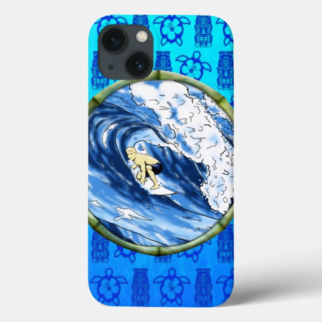 Coques Case-Mate iPhone Surfer en cercle en bambou (Verso)