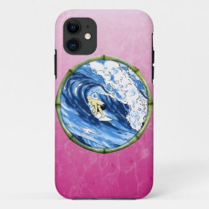 Coque iPhone 11 Surfer en cercle en bambou