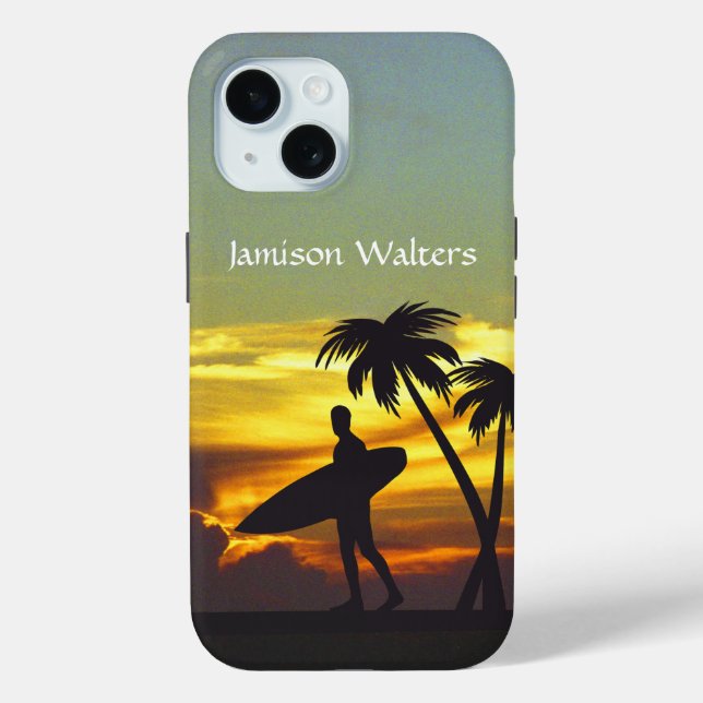 Coques Case-Mate iPhone Surfer Silhouette at Sunset - Personalize (Verso)
