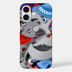 Coque Pour iPhone 16 Surreal Faces & Jigsaw Puzzle