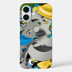 Coque Pour iPhone 16 Surreal Faces & Jigsaw Puzzle