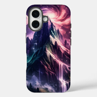 Coque Pour iPhone 16 Surreal Mountain Nebula – Cosmic Nature Art Design