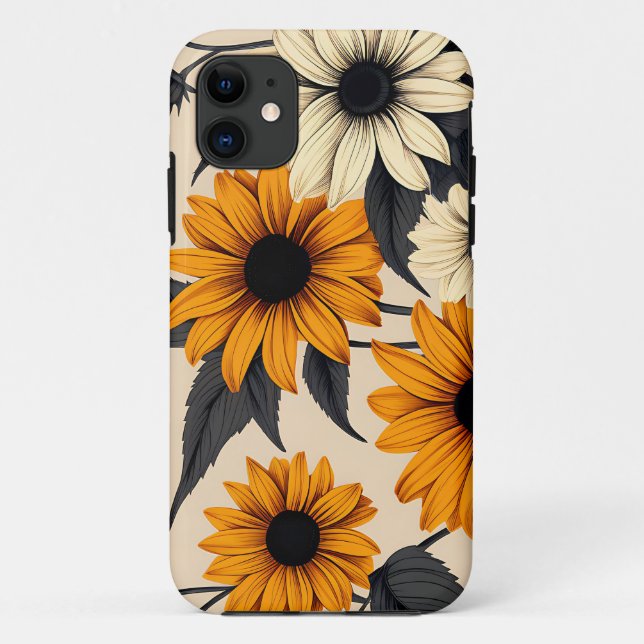 Coques Case-Mate iPhone Susans Élégants À Oeil Noir Sur Brown (Dos)