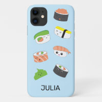 Sushi Joy : Blue Kawaii Style Cas de Téléphone Ill