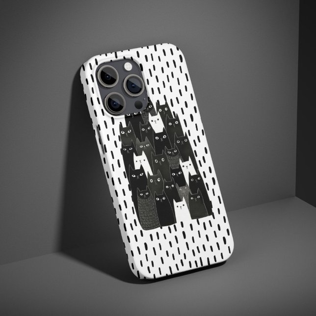 Coques Case-Mate iPhone Suspicious Cat Patterns Funny Black Cat Art Design (Créateur téléchargé)