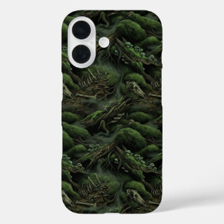 Coque Pour iPhone 16 Swampcore Moss & Bones Dark Forest Pattern Phone C