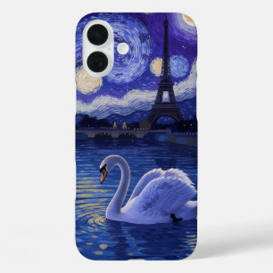 Coque Pour iPhone 16 Plus "Swan in Paris : Starry Reflections"