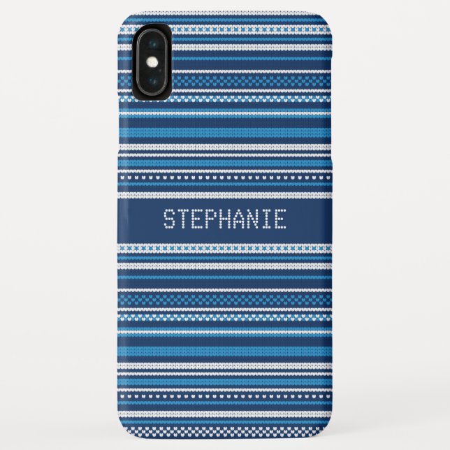 Coques Case-Mate iPhone Sweat Bleu Blancs Frappe Noël Personnalisé (Dos)