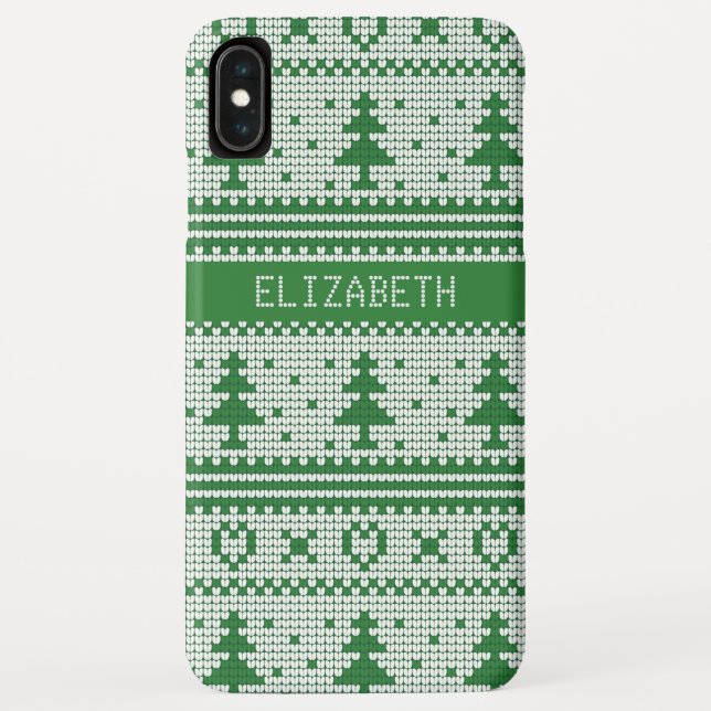 Coques Case-Mate iPhone Sweat Green White sapin de Noël personnalisé (Dos)
