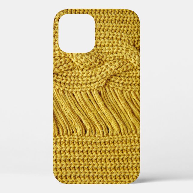 Coques Case-Mate iPhone Sweater jaune douillet : Arrière - plan texturé (Verso)