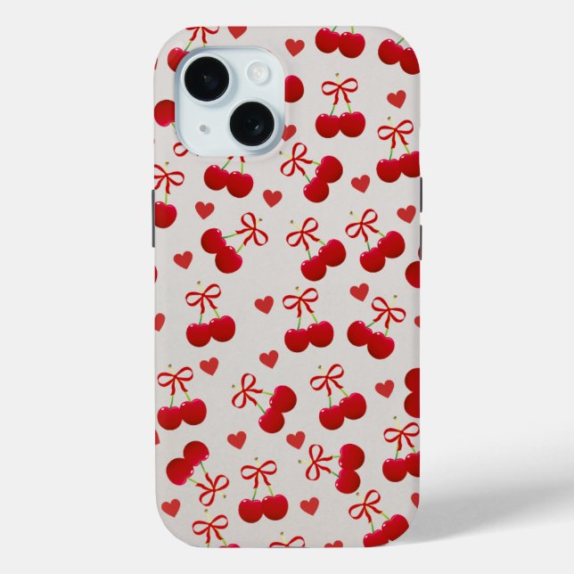 Coques Case-Mate iPhone Sweet Cherry Bow iPhone 15 Case 🍒 (Verso)