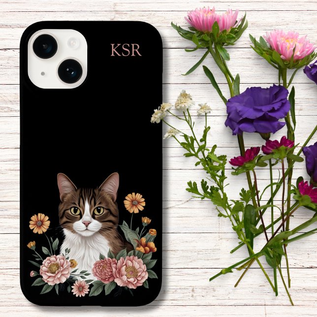 Coques Case-Mate iPhone Sweet Tabby Cat with Flowers  (Créateur téléchargé)