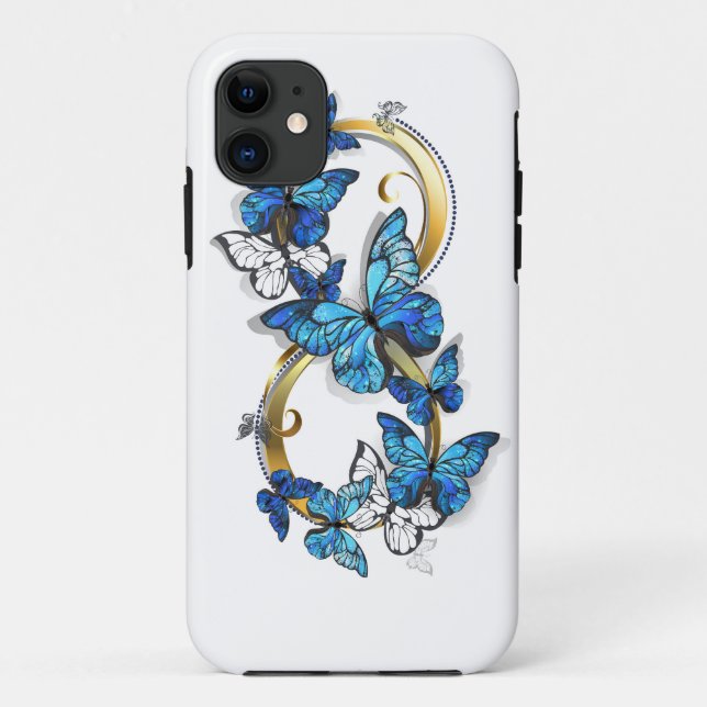 Coques Case-Mate iPhone Symbol Infinity of Blue Morpho Butterflies (Dos)