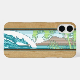 Coque Pour iPhone 16 Plus SYMBOLE Ala Moana Hawaiian Faux Koa Surf en bois C