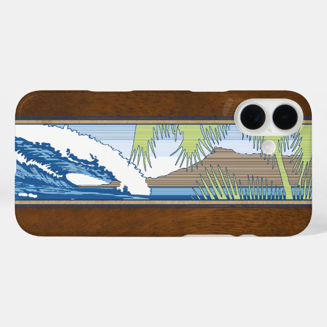 Coques Case-Mate iPhone SYMBOLE Ala Moana Hawaiian Faux Koa Surf en bois C (Verso (horizontal))