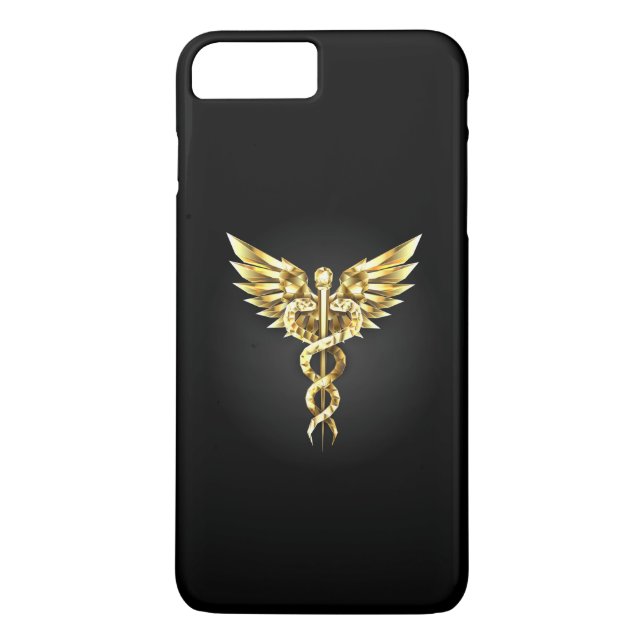 Coques Case-Mate iPhone Symbole caducee polygonale or (Dos)