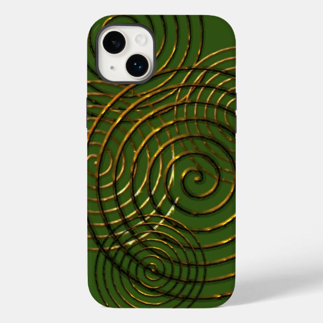 Coques Case-Mate iPhone Symbole celtique spirale or métallique (Verso)